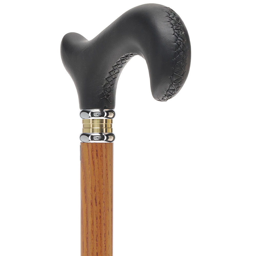 Soft Genuine Leather Grip Derby Cane: Natural Ash Shaft 2025 Cheap Online