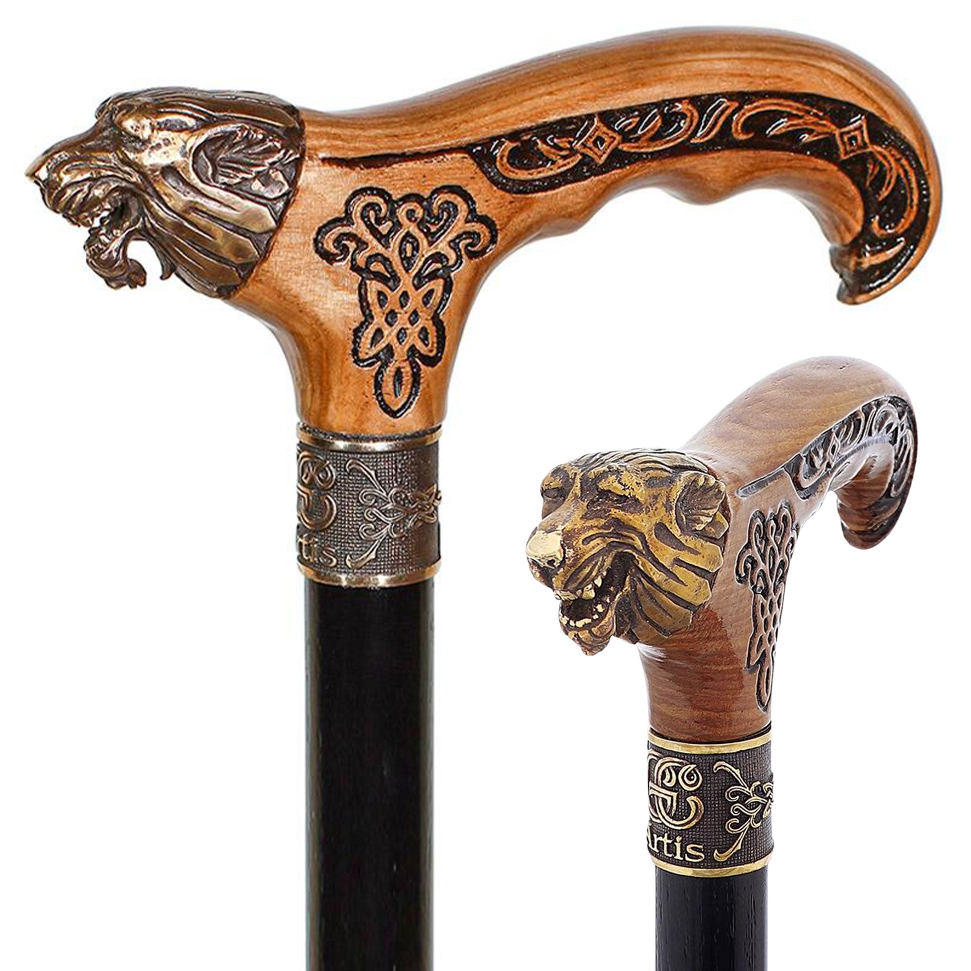 Bronze Direwolf Handcarved Celtic Art Derby Walking Cane How Much Online