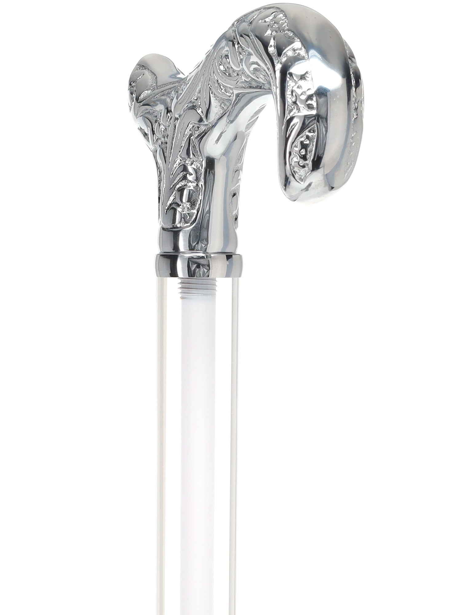 Crystal Elegance Chrome Derby Cane with Invisible Acrylic Shaft Options Latest Collections Online