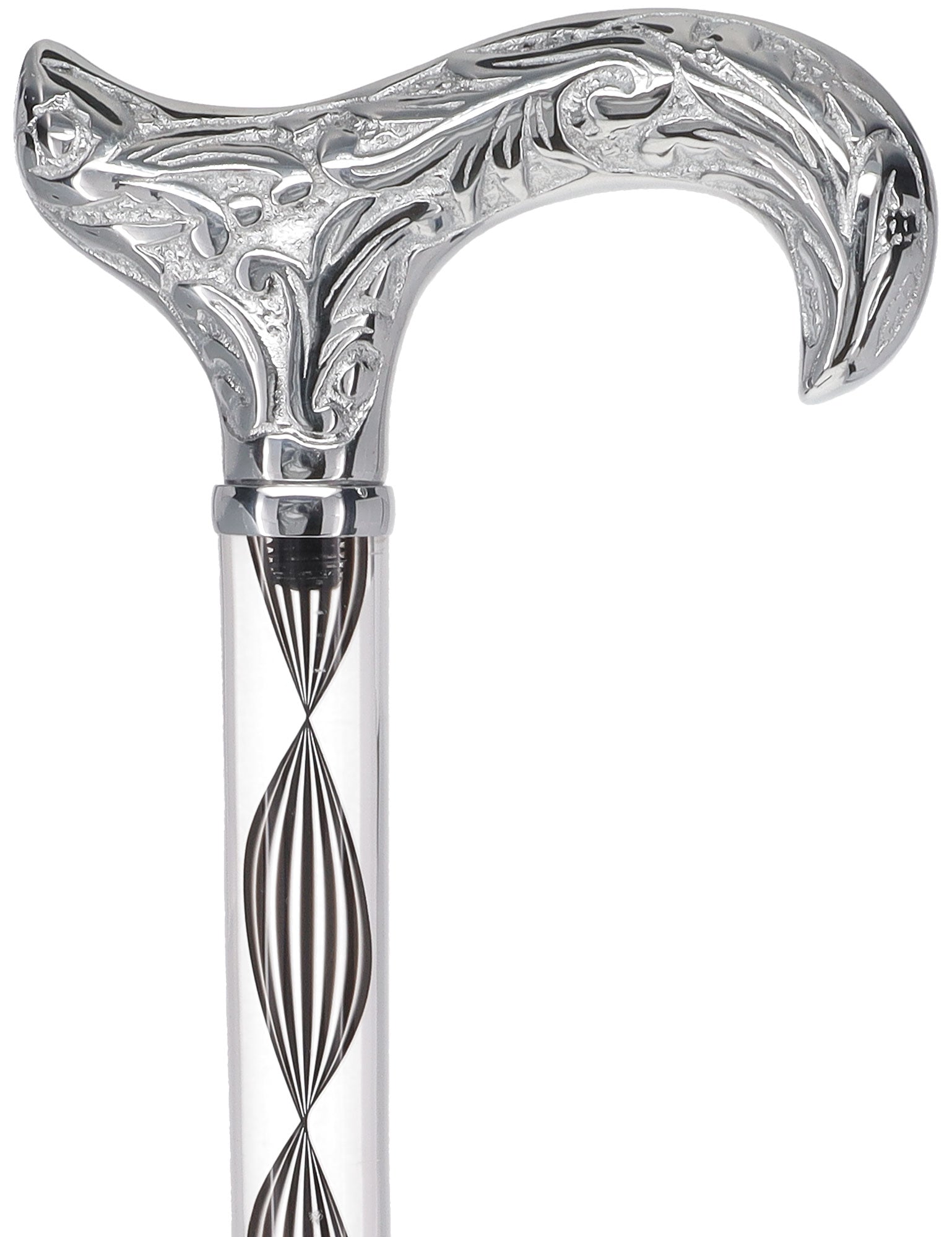 Crystal Elegance Chrome Derby Cane with Invisible Acrylic Shaft Options Latest Collections Online