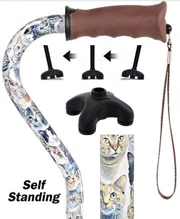 Cats Adjustable Offset Walking Cane with Comfort Grip w/ SafeTbase Purchase For Sale