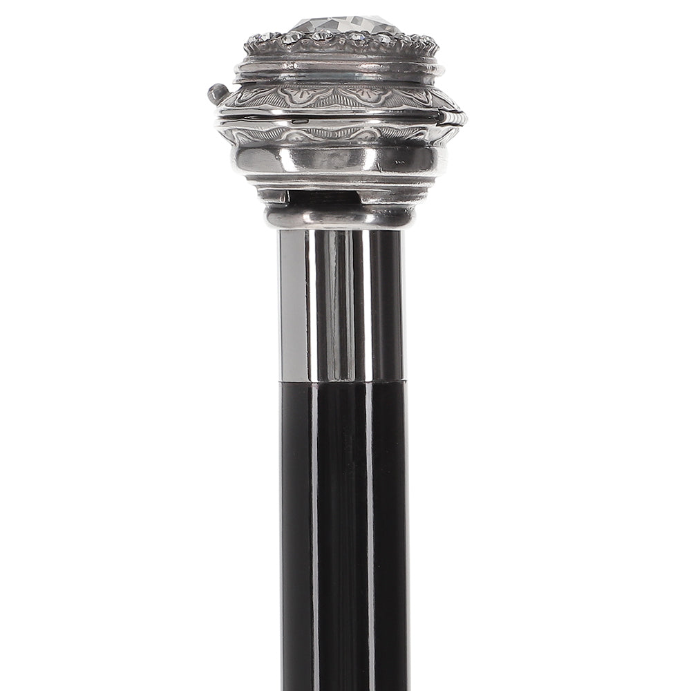 Italian Luxury: Pillbox Knob Stick, Swarovski Crystals, 925r Silver For Cheap Sale Online