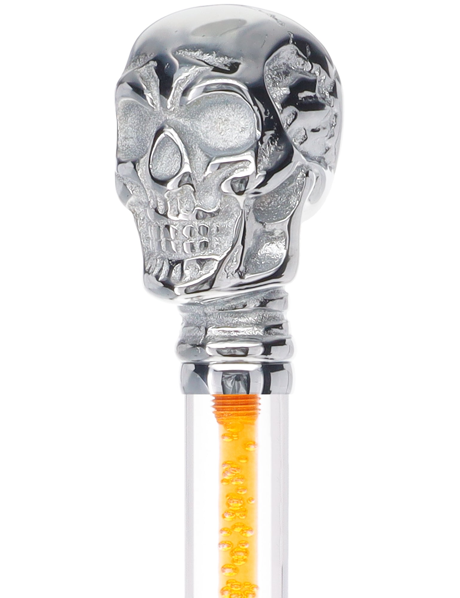 Color Crystal Elegance Chrome Skull Cane with Invisible Acrylic Shaft Options Discount Great Deals