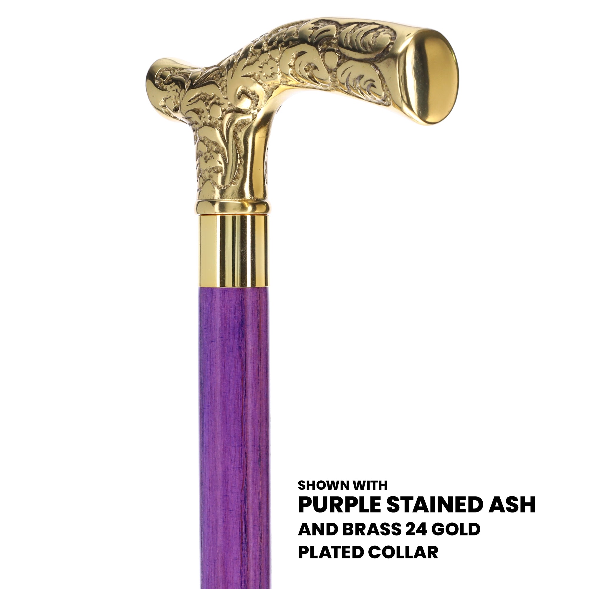 Premium Brass Fritz Handle Cane: Stained Custom Color Shaft Order