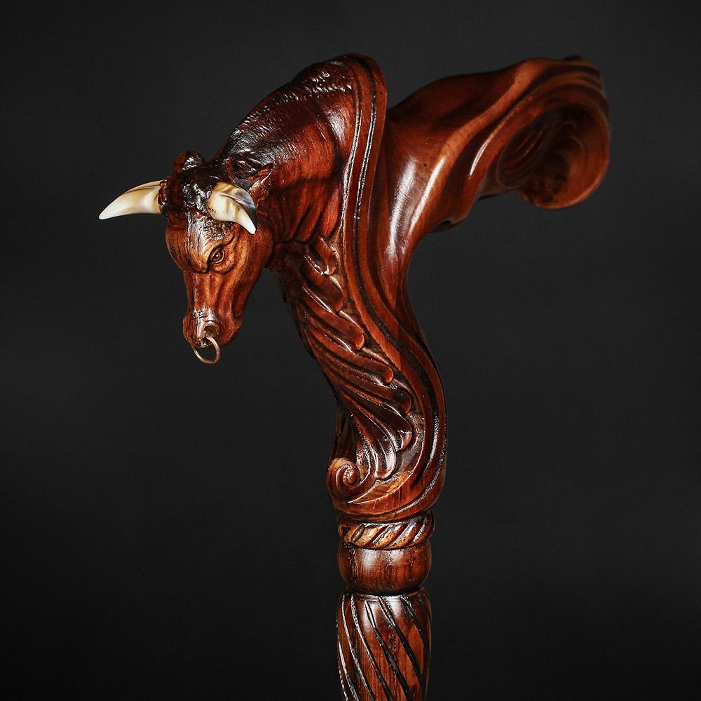 Bull Buffalo Right Hand Ergonomic Handcarved Cane Wiki Cheap Online