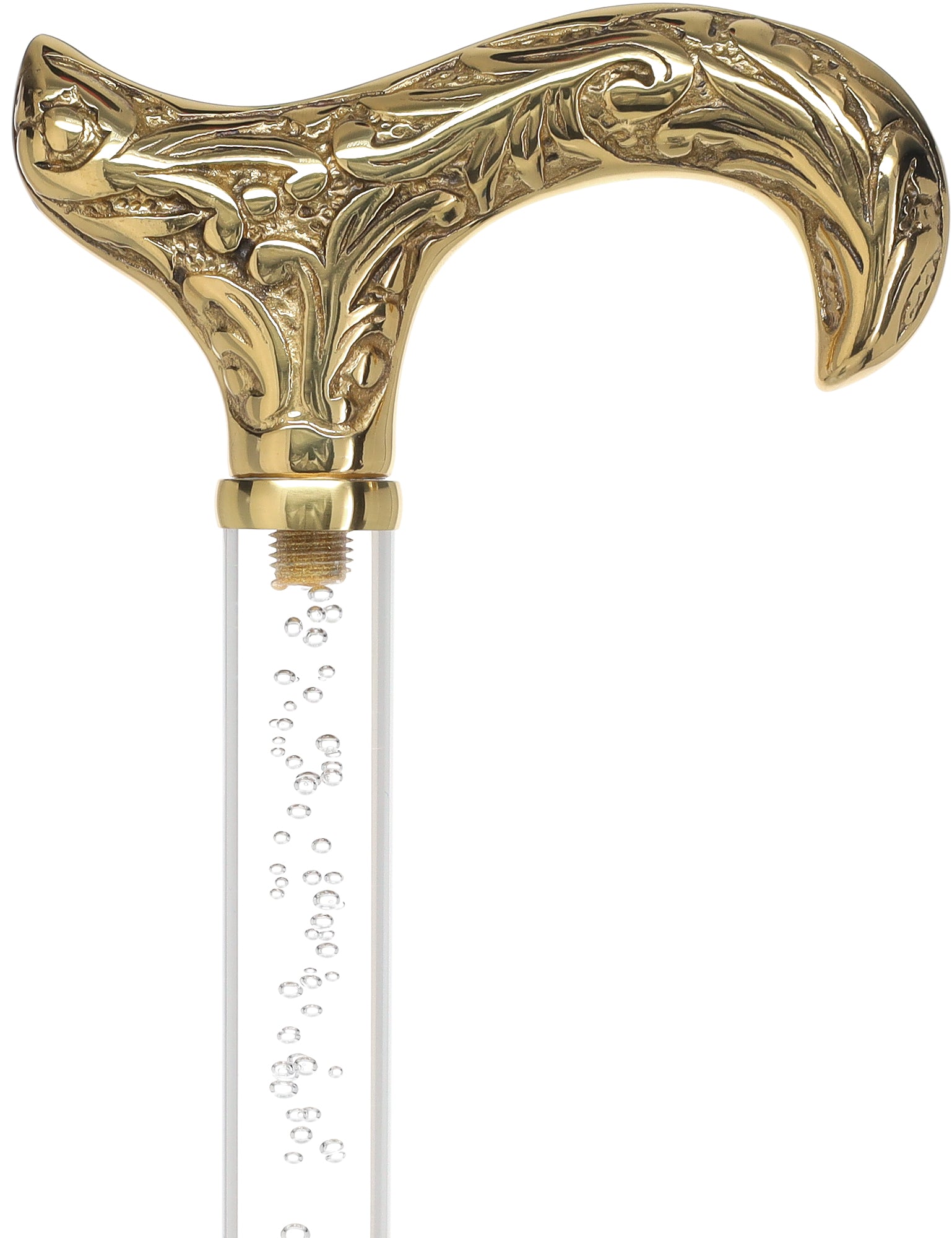 Crystal Elegance Brass Derby Cane with Invisible Acrylic Shaft Options Sale Supply