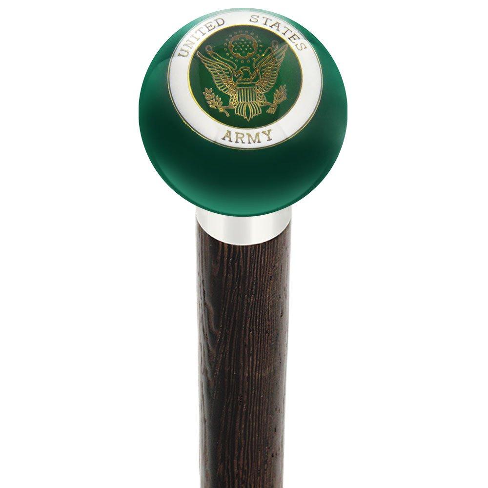 U.S. Army Green Round Knob Cane w/ Custom Wood Shaft & Collar Discount Nicekicks