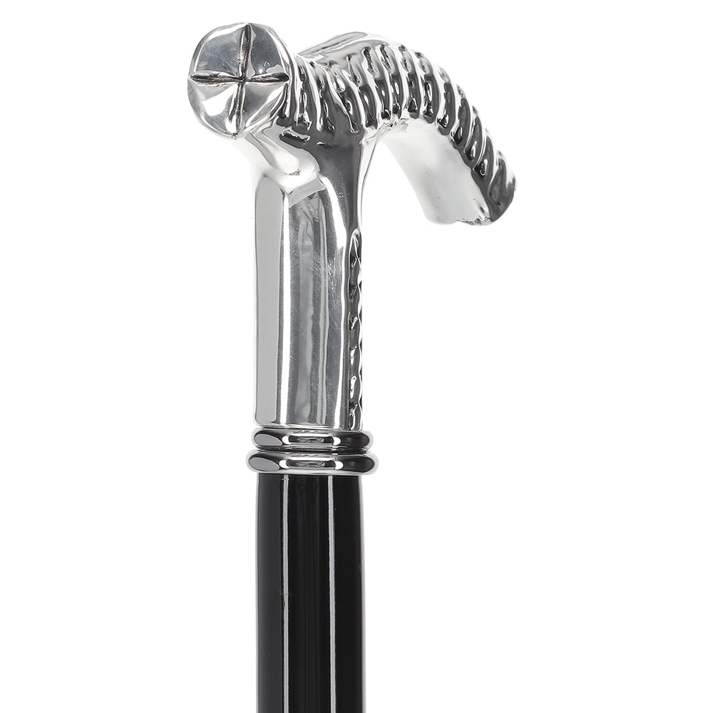 Italian Luxury: Fritz Leaves Handle Cane, In 925r Silver Low Pice