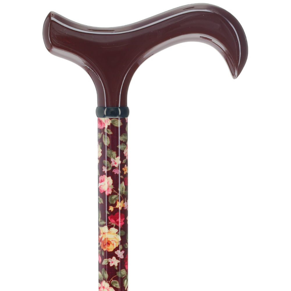 Dark Floral Derby Cane: Adjustable Carbon Fiber Buy Cheap Low Cost