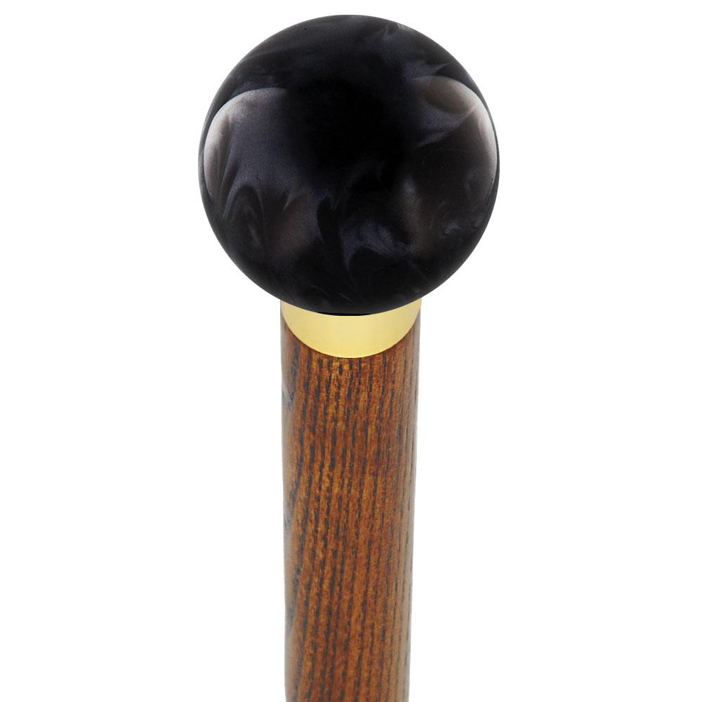 Luscious Black Pearl Round Knob Cane w/ Custom Color Ash Shaft & Collar Quality Free Shipping Outlet