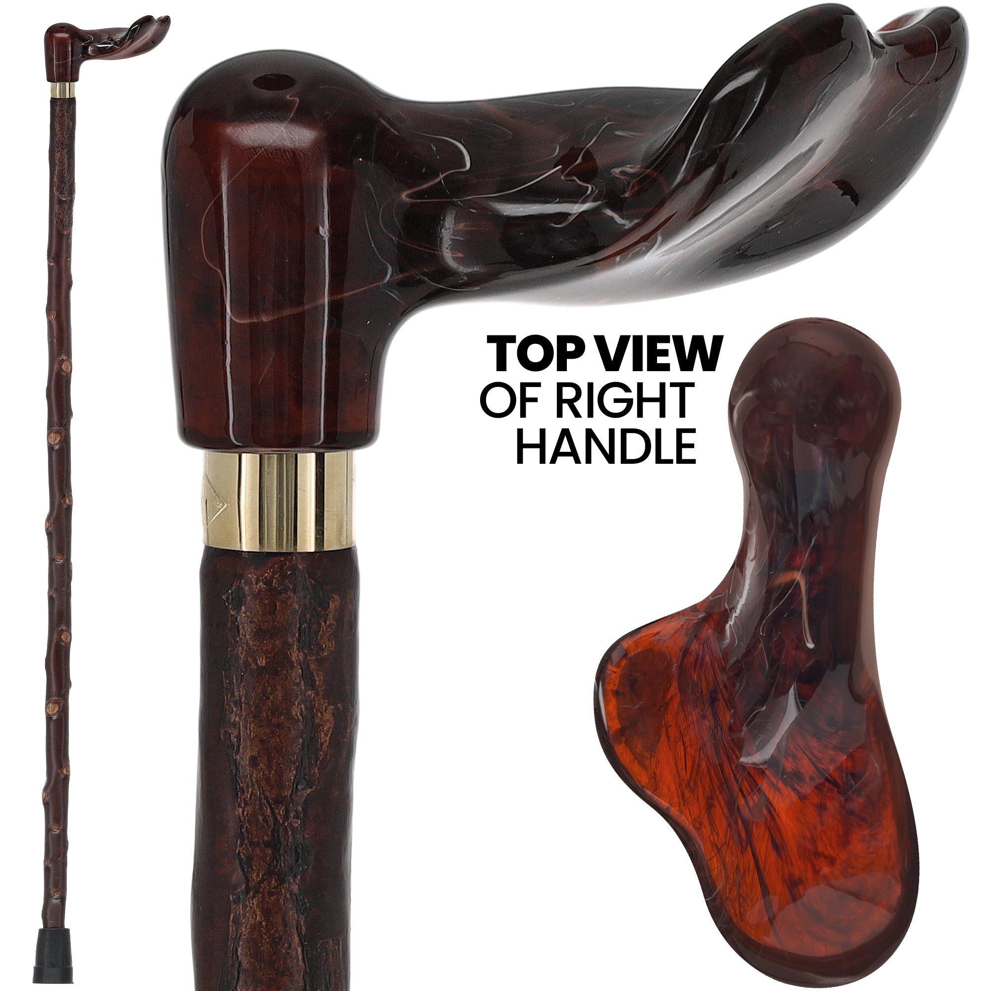 Blackthorn & Translucent Amber Style: Comfort Palm Grip Cane Clearance Marketable