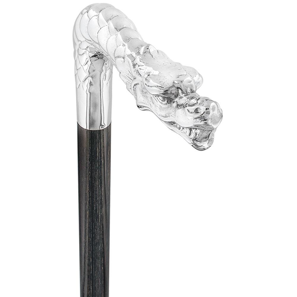 Dragon Cane Silver Plated Fritz Handle w/ Carbon Fiber Shaft With Credit Card For Sale