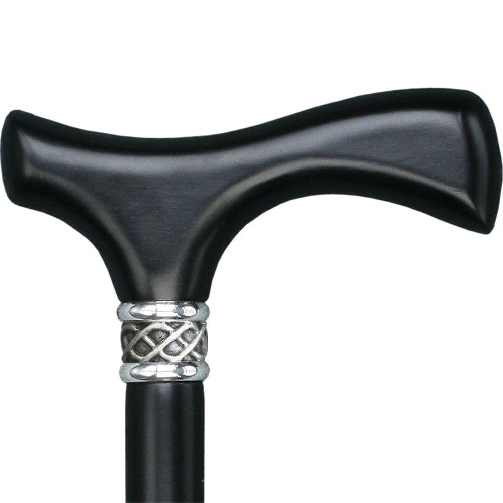 Scratch & Dent Slim Line Fritz Walking Cane With Black Beechwood Shaft and Braided Pewter Collar V1363 Amazing Pice Cheap Online
