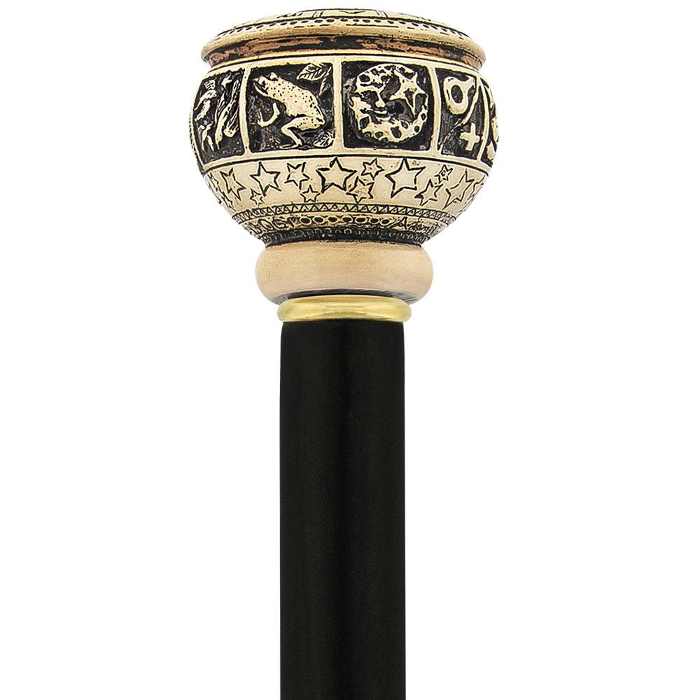 Comoys Astrological Libra Handle Walking Cane w/ Custom Shaft and Collar High Quality For Sale