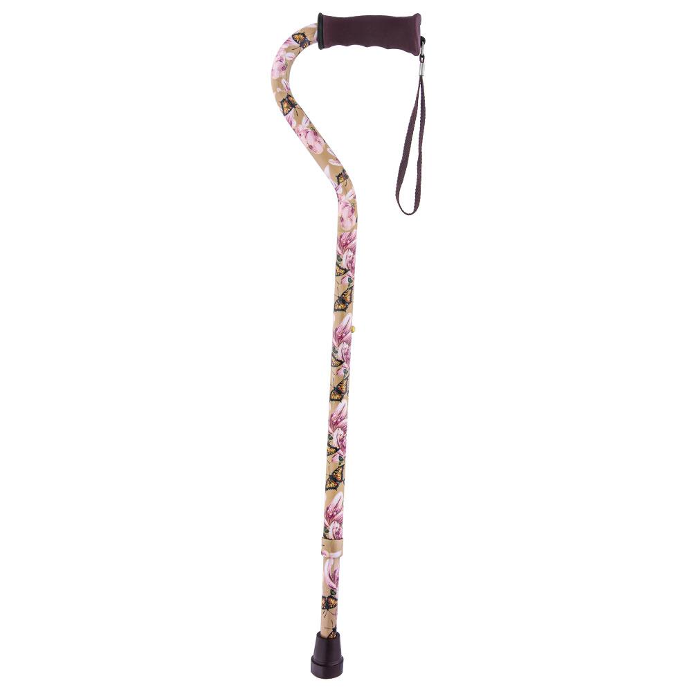 Lily and Butterfly Aluminum Convertible Quad Walking Cane with Comfort Grip - Adjustable Shaft Visit