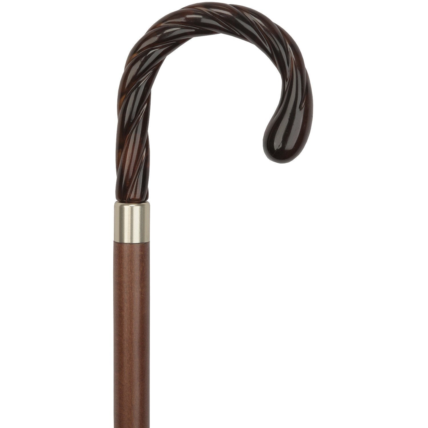 Elegant Twisted Imitation Tortoise Shell Tourist Cane - Italian Handle w/ Custom Options Limited Edition