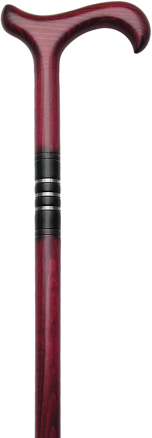 Scratch & Dent Rose Red Triple Ring Derby walking Cane With Burgundy and Ebony Stained Beechwood Shaft With Triple V1397 Release Dates Cheap Online