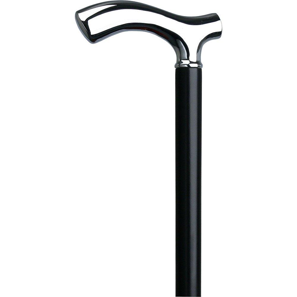 Scratch and Dent Black Slim Line Chrome Plated Fritz Walking Cane With Black Beechwood Shaft V1602 Cheap Pice Low Shipping Fee