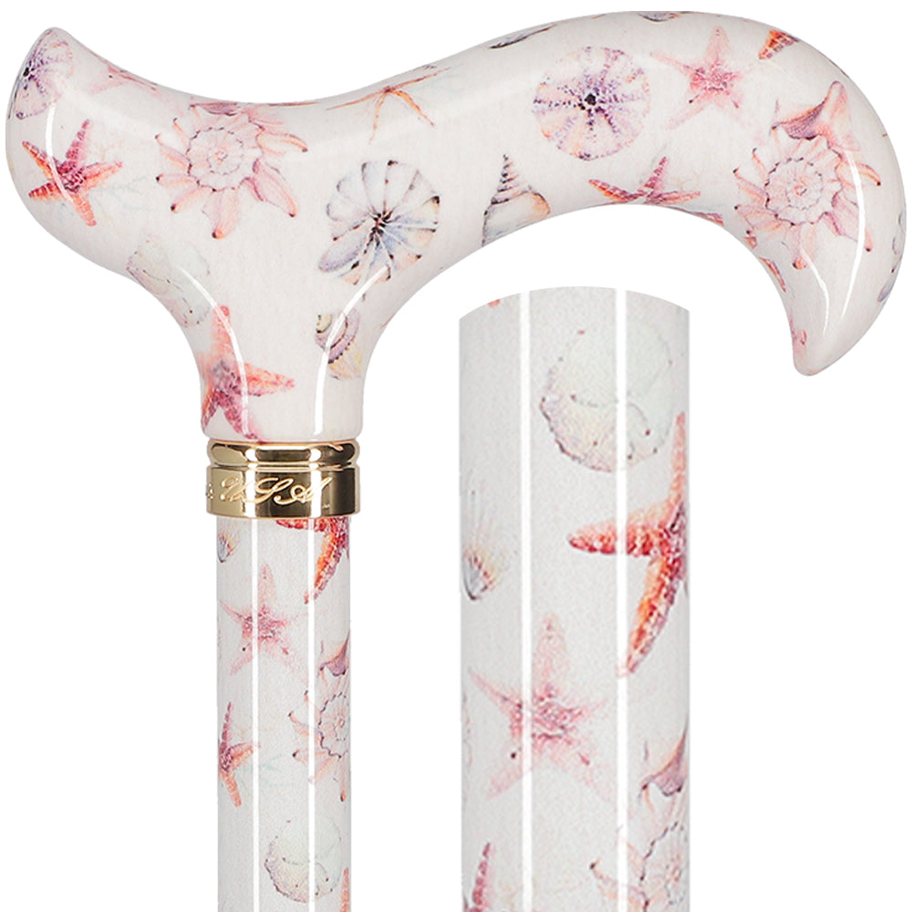 Watercolor Seashells: Designer Derby Cane Patterned Handle Buy Cheap Very Cheap