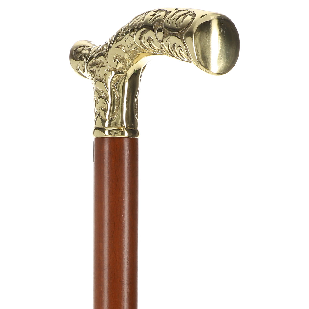 Premium Brass Fritz Handle Walking Cane - Beechwood Shaft Clearance Manchester