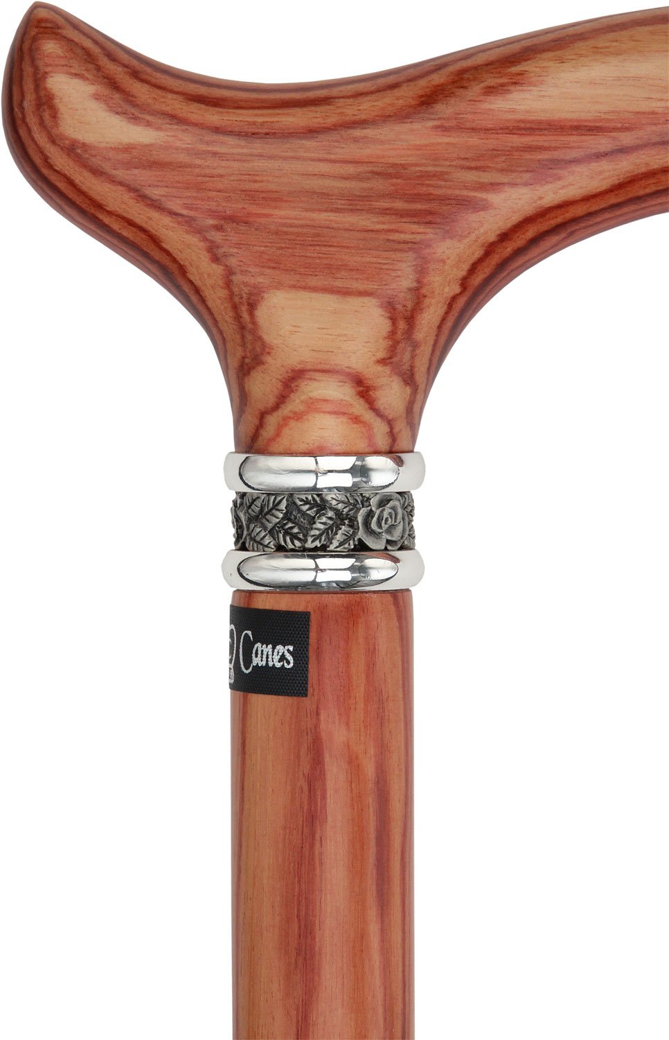 Scratch and Dent Derby Walking Cane With Tulipwood Shaft and Pewter Rose Collar V2100 For Sale Sale Online