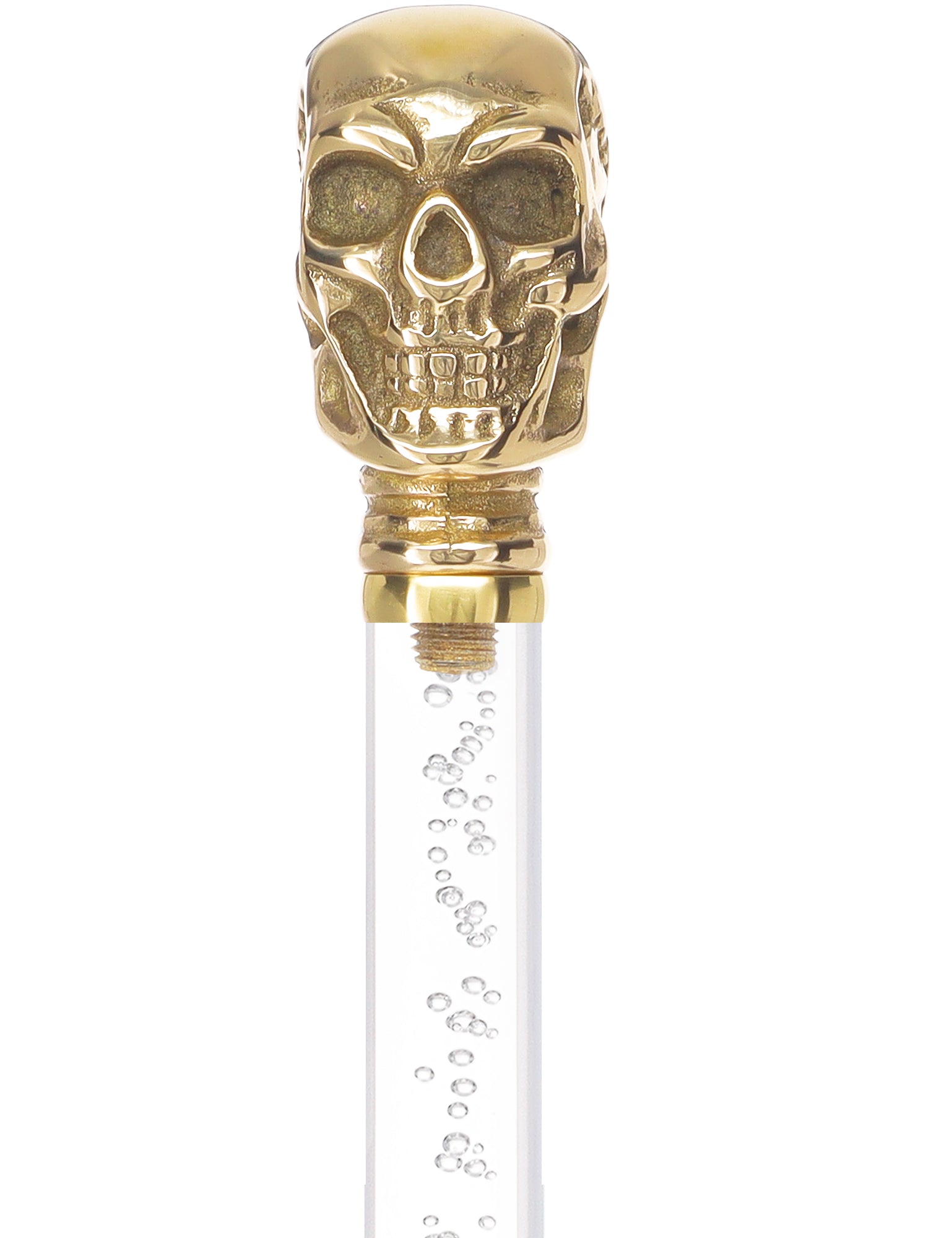 Crystal Elegance Brass Skull Cane with Invisible Acrylic Shaft Options Outlet