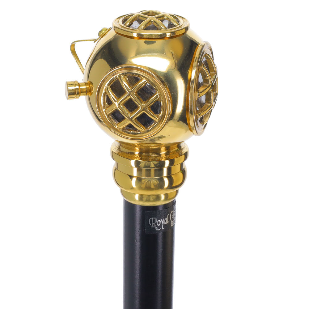 Navy Divers Helmet Replica Handle Walking Stick - Premium Brass Official Site