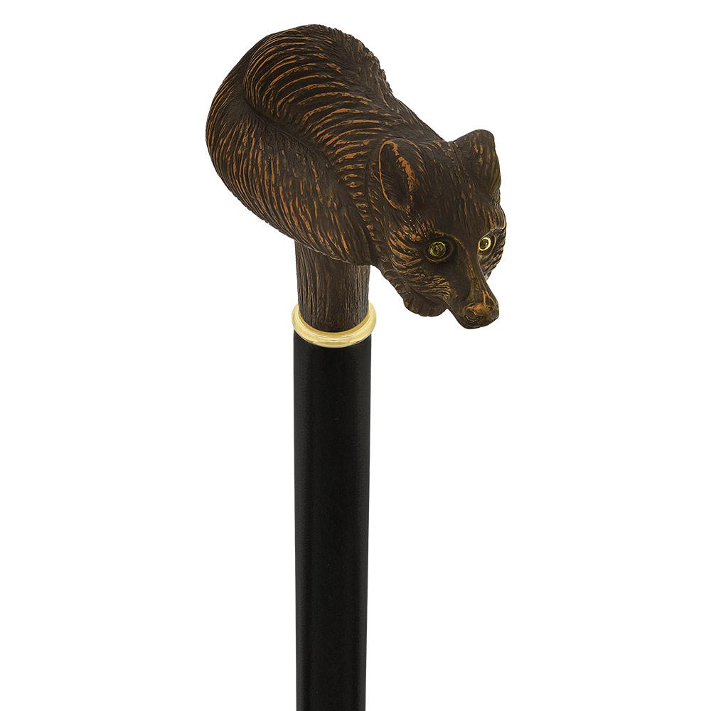 Comoys Brown Fox Handle Walking Cane w/ Custom Shaft and Collar Looking For Sale Online
