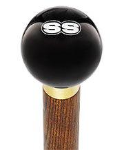 SS Car Emblem Black Round Knob Cane w/ Custom Color Ash Shaft & Collar With Mastercard For Sale