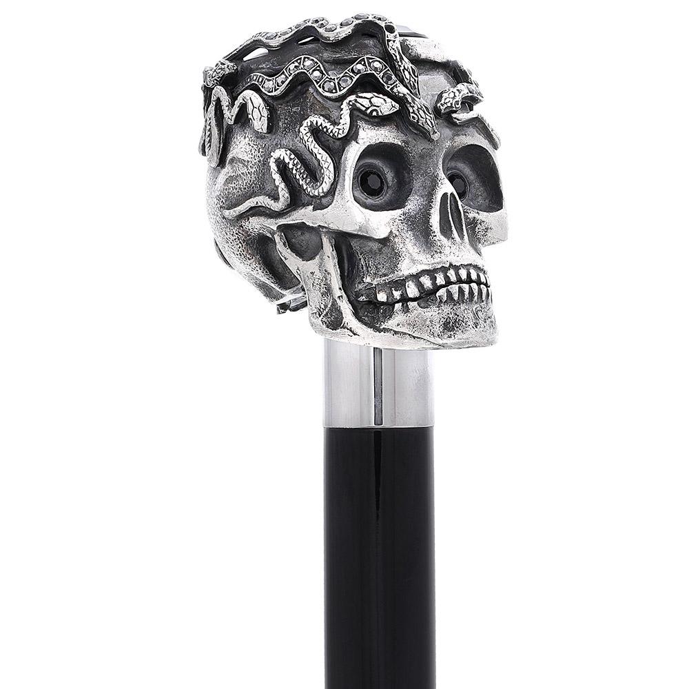 Italian Luxury: Skull & Snakes with Crystal Eyes, 925r Silver Enjoy Cheap Online