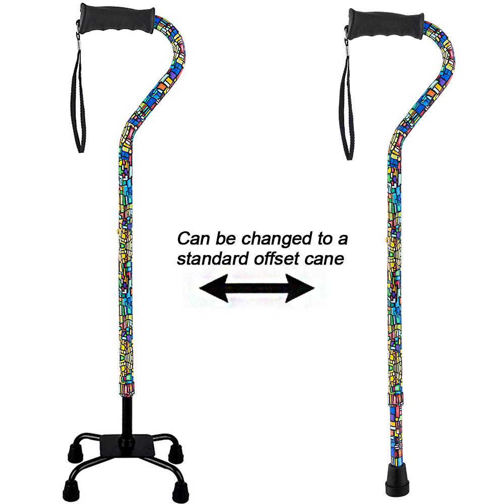 Mosaic Stained: Supportive Quad Base Cane - Comfort Grip Buy Cheap 2025