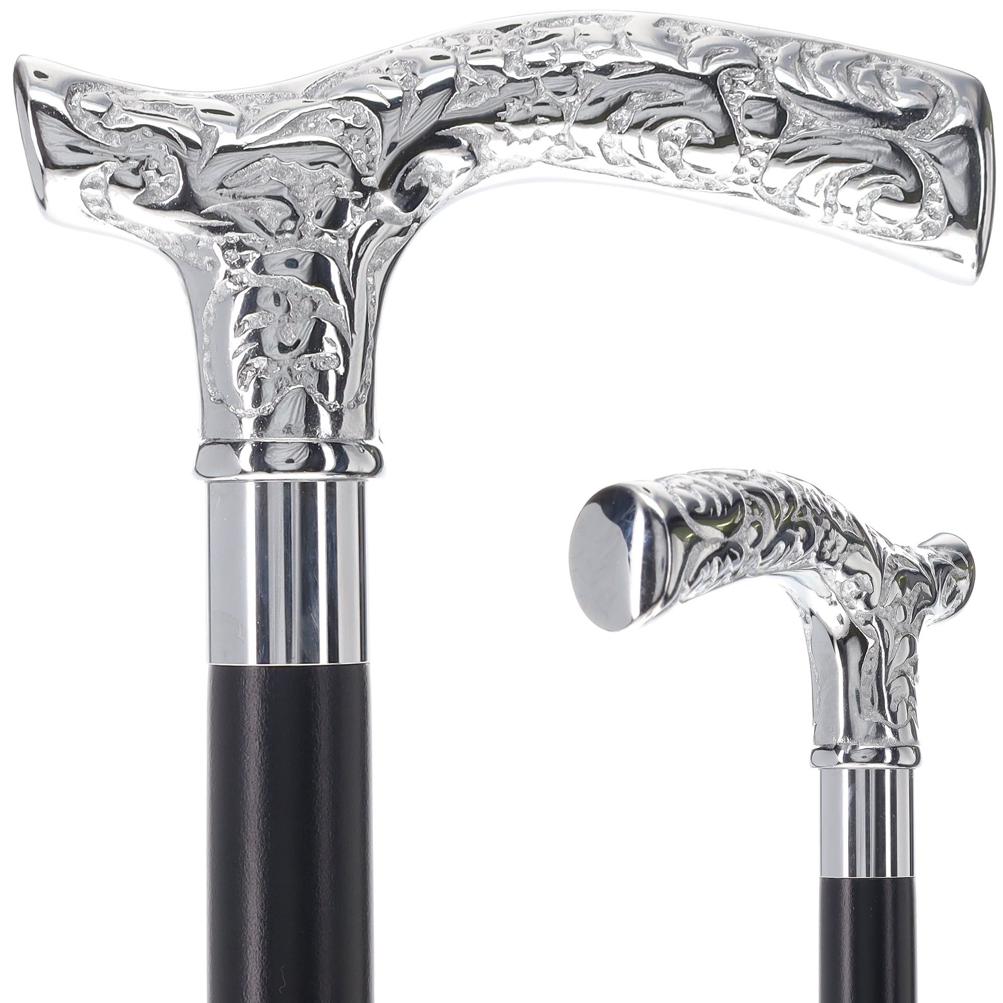 Scratch and Dent Chrome Plated Fritz Handle Walking Cane w/ Ash Shaft and  Brass Silver Collar V3168 Cheap Websites