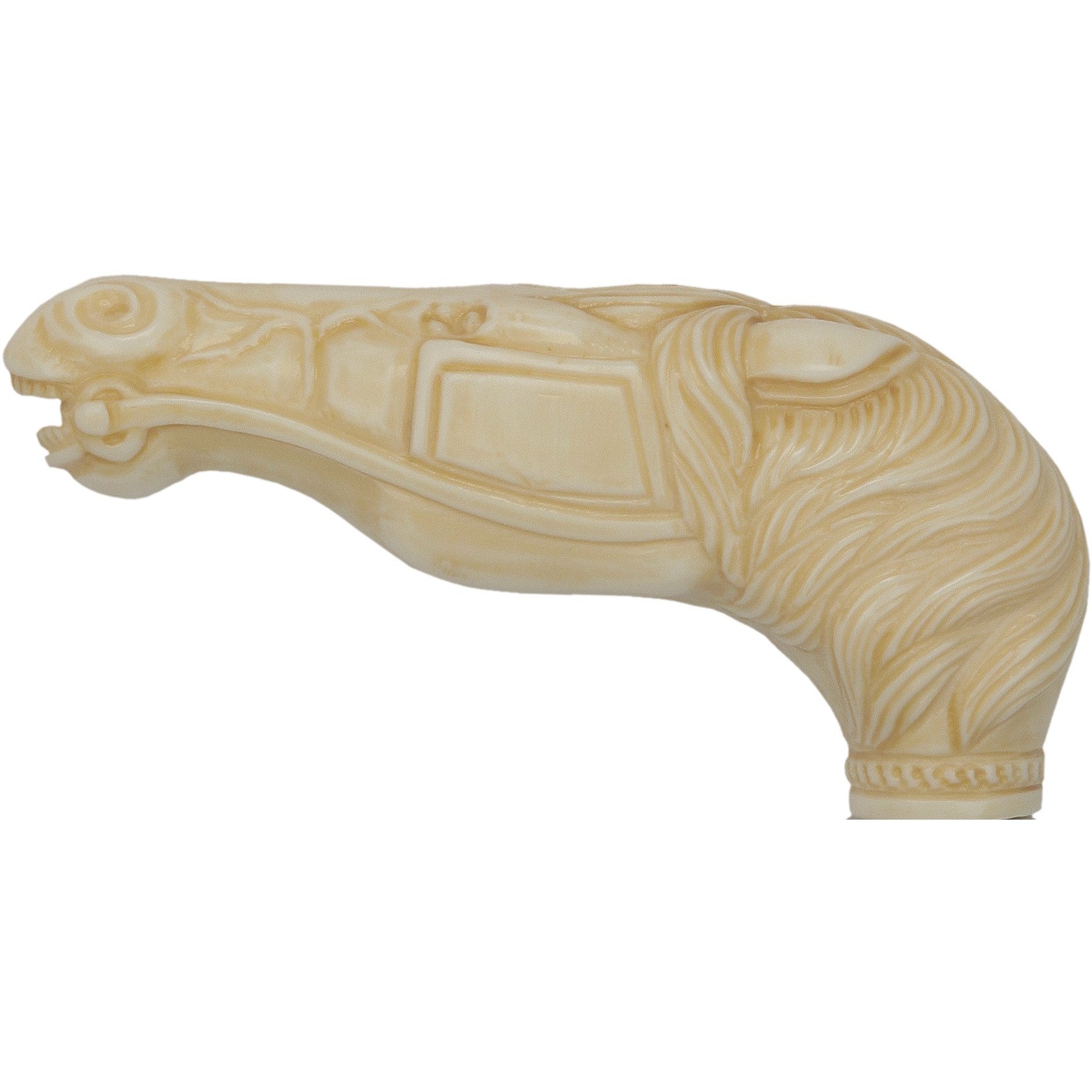 Faux Ivory Stallion Horse Head Cane - Italian Handle w/Custom Shaft and Collar Sale Reliable