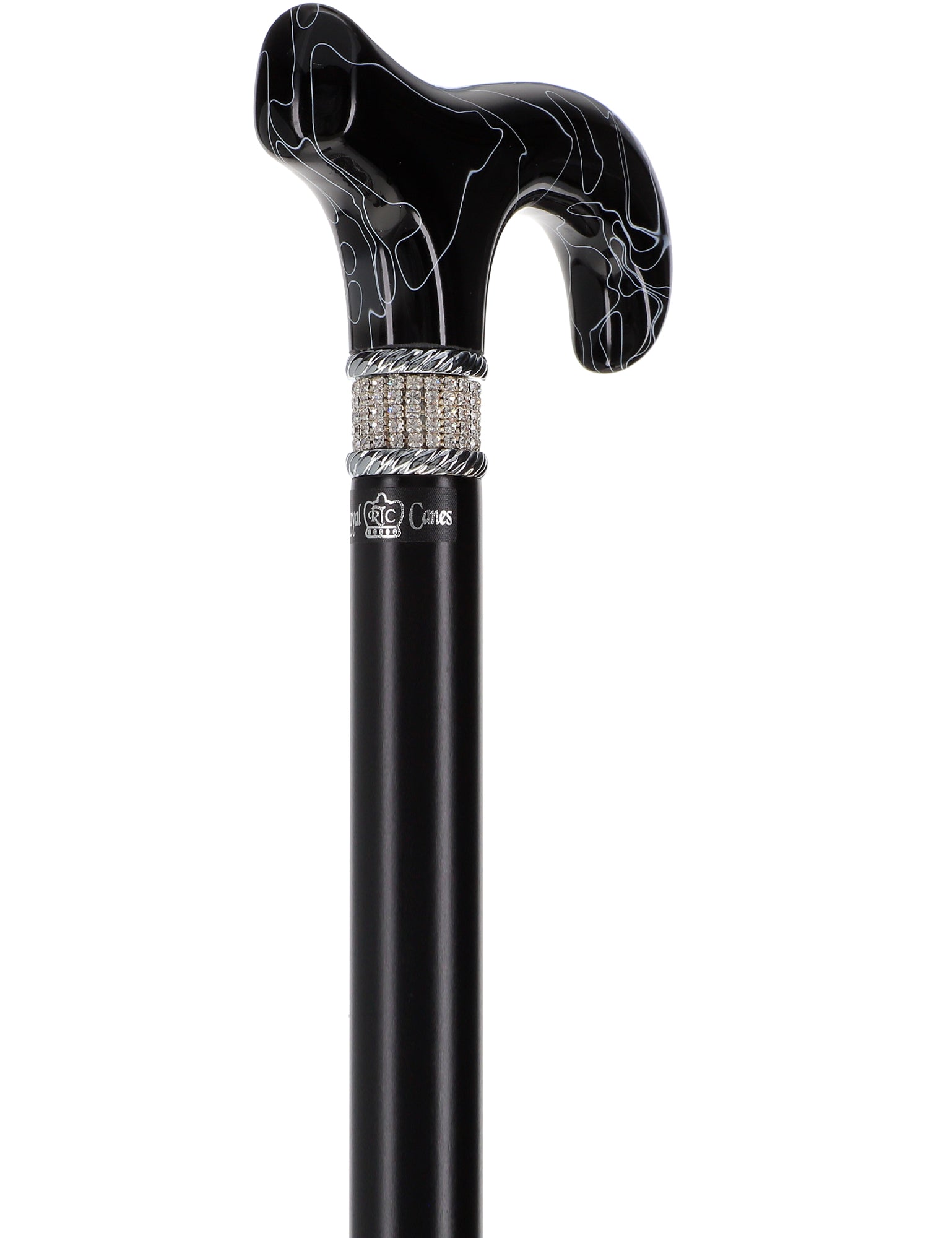 Extra Long Black Designer Cane: Rhinestones, Pearlescent Handle Manchester Cheap Pice