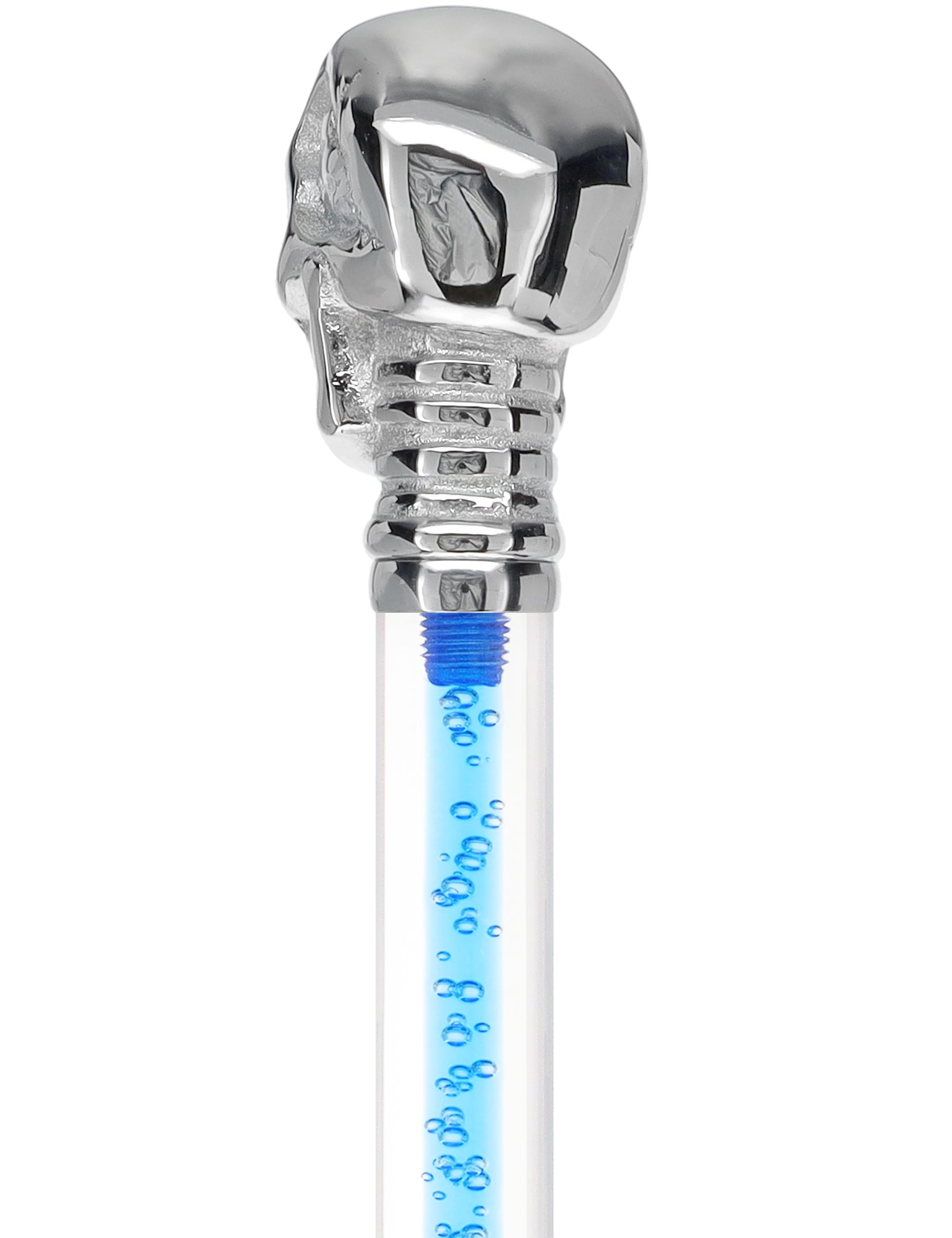 Color Crystal Elegance Chrome Skull Cane with Invisible Acrylic Shaft Options Discount Great Deals