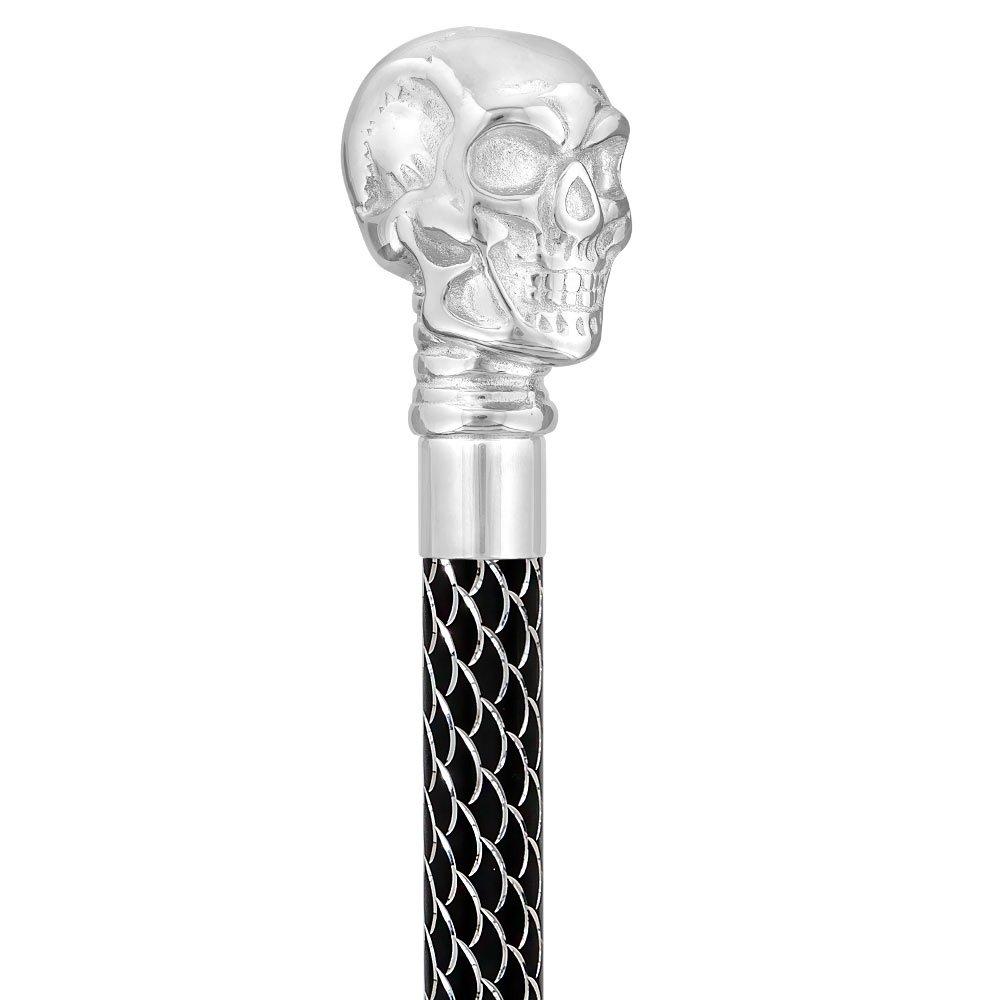 Scratch and Dent Chrome Skull Handle Walking Cane w/ Custom Laser Etched Shaft V1817 2025 New Cheap Pice