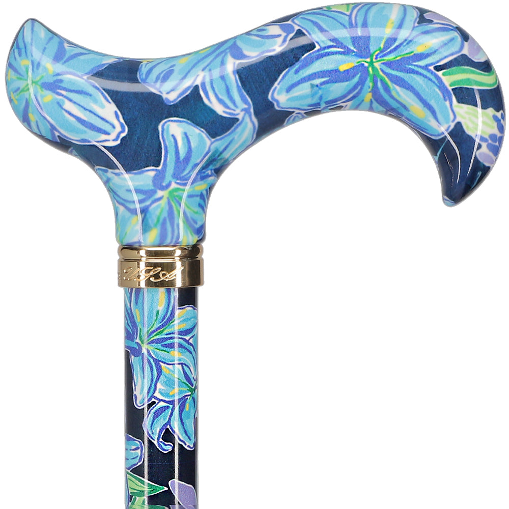 Dark Blue Vivienne May: Adjustable Cane w/ Patterned Handle Buy