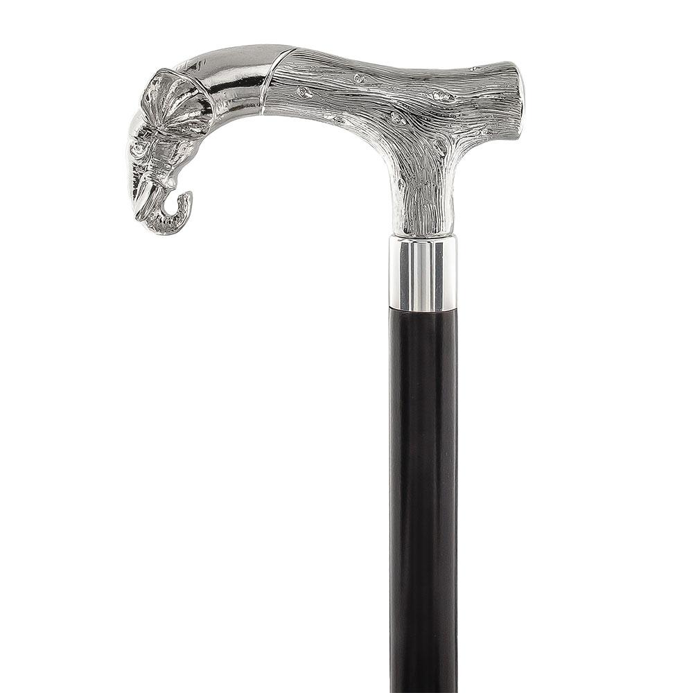 Titan of the Elephants Nickel Plated Fritz Handle Cane w/ Custom Shaft & Collar Outlet Cheap Quality