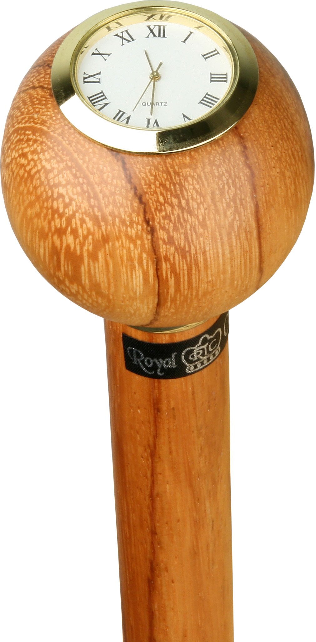 Scratch and Dent Rosewood Ball Clock Handle Walking Stick With Rosewood Shaft and Brass Collar V2094 Sale Best Sale