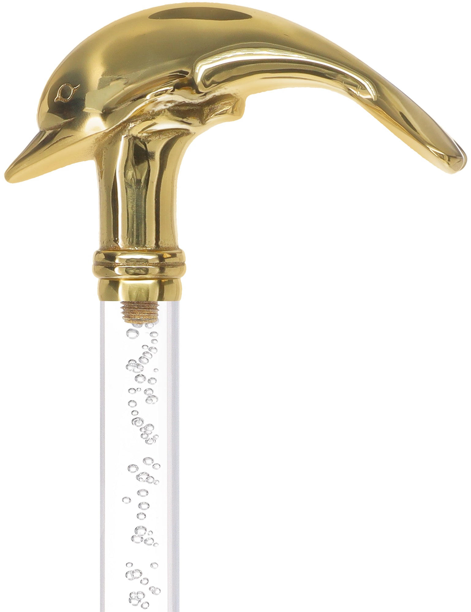 Crystal Elegance Brass Dolphin Cane with Invisible Acrylic Shaft Options Discount Authentic Online