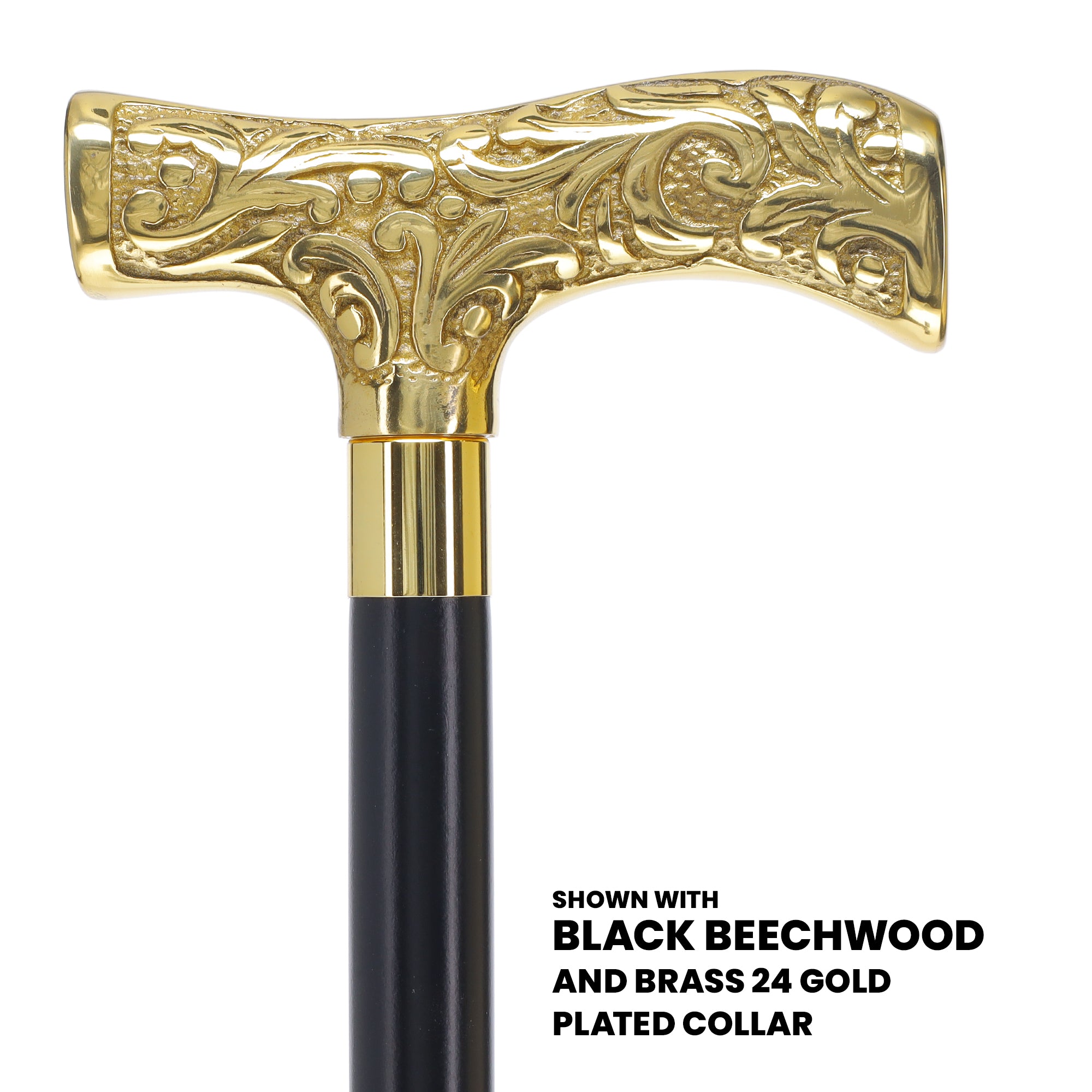 Premium Brass T-shaped Handle Walking Cane: Custom Shaft & Collar Sale Online Online