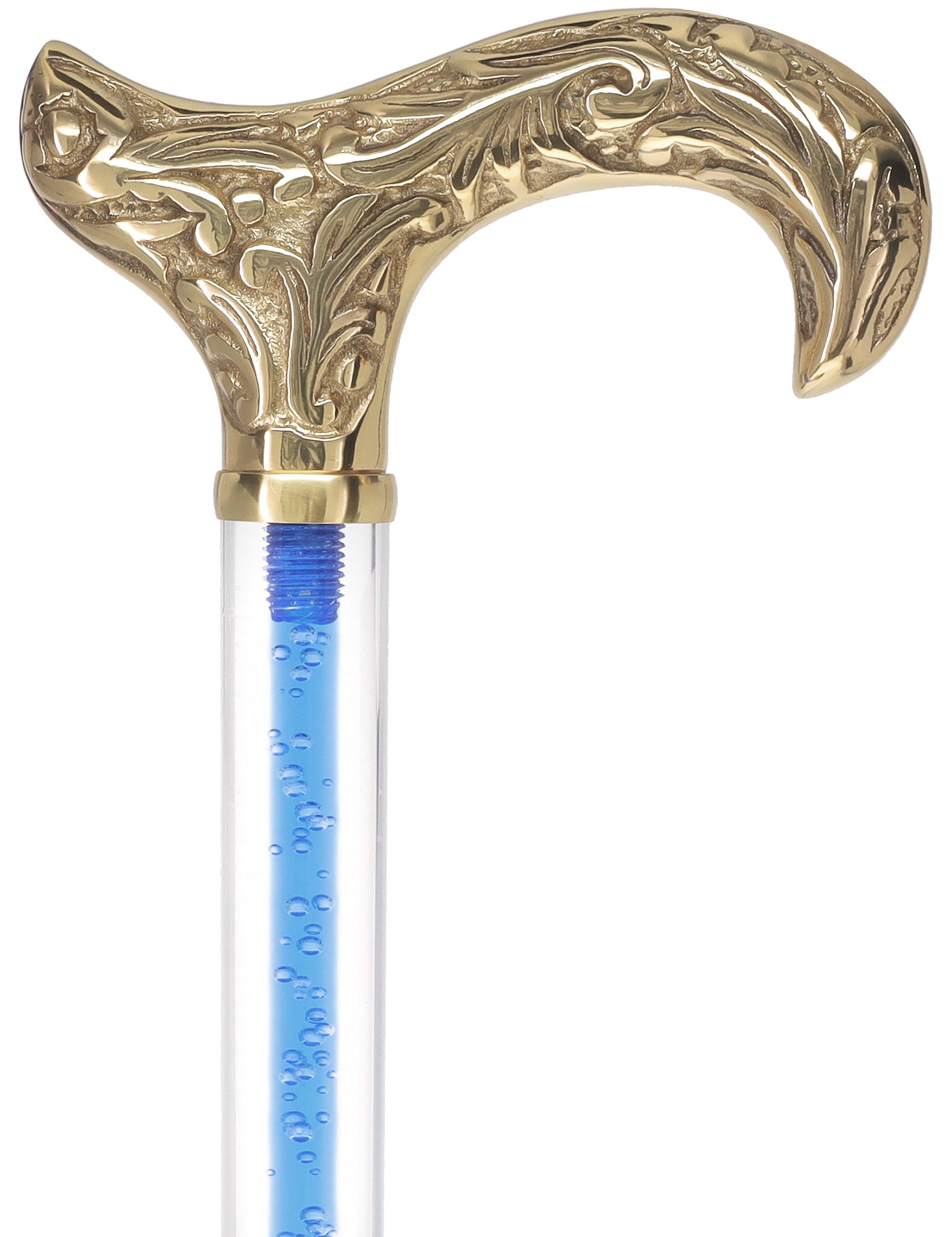 Color Crystal Elegance Brass Derby Cane with Invisible Acrylic Shaft Options Visit New Online