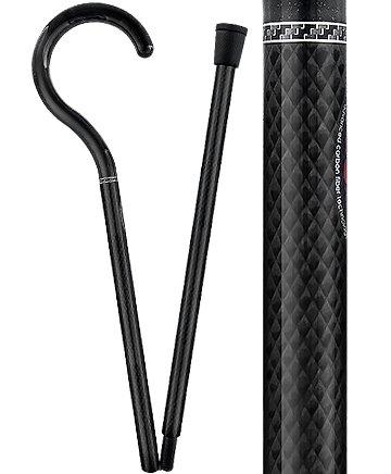 Triple Wound Carbon Fiber: Folding Black Tourist Walking Cane, 2-Piece Discount For Sale