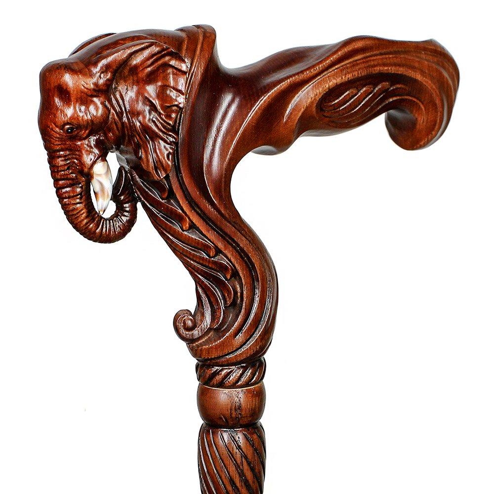 Elephant: Artisan Intricate Handcarved Wood Cane (Right Hand) Outlet Store Locations