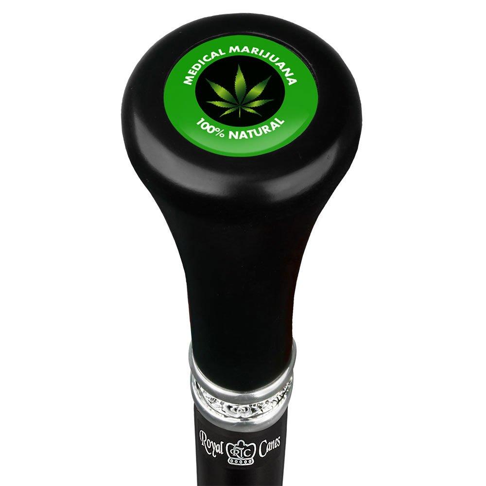 Medical Marijuana Flat Top Walking Stick w/ Black Beechwood Shaft & Pewter Collar Clearance Online Online