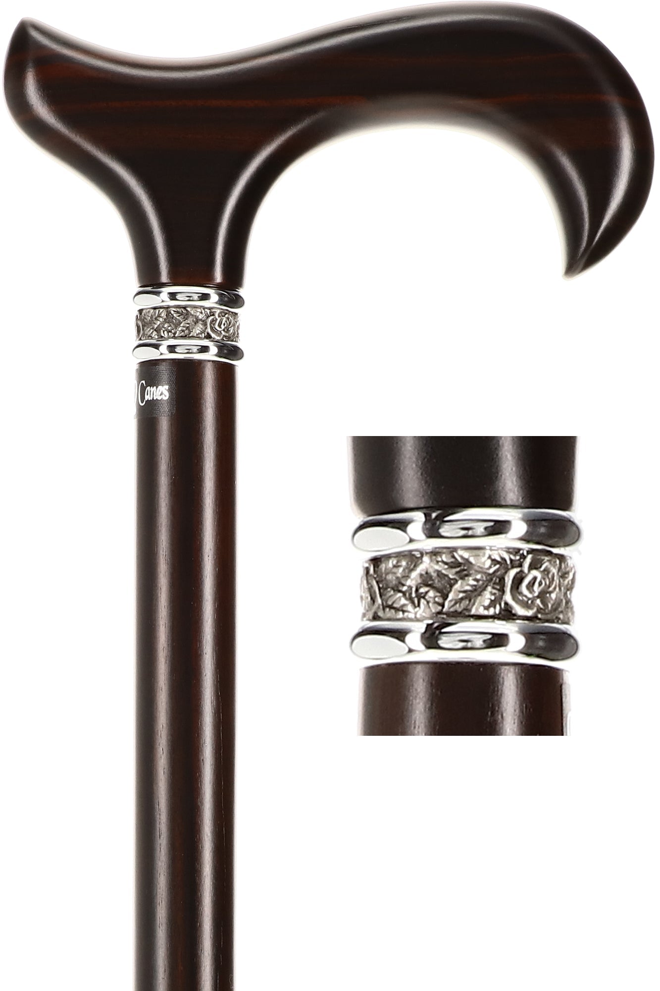 Scratch and Dent Luxury Derby Cane: Radiant Genuine Ebony Wood, Pewter Collar V3474 Cheap Explore