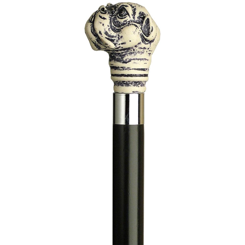 Scrimshaw Bulldog Cane - Unique Art Carved Design Outlet Clearance Store