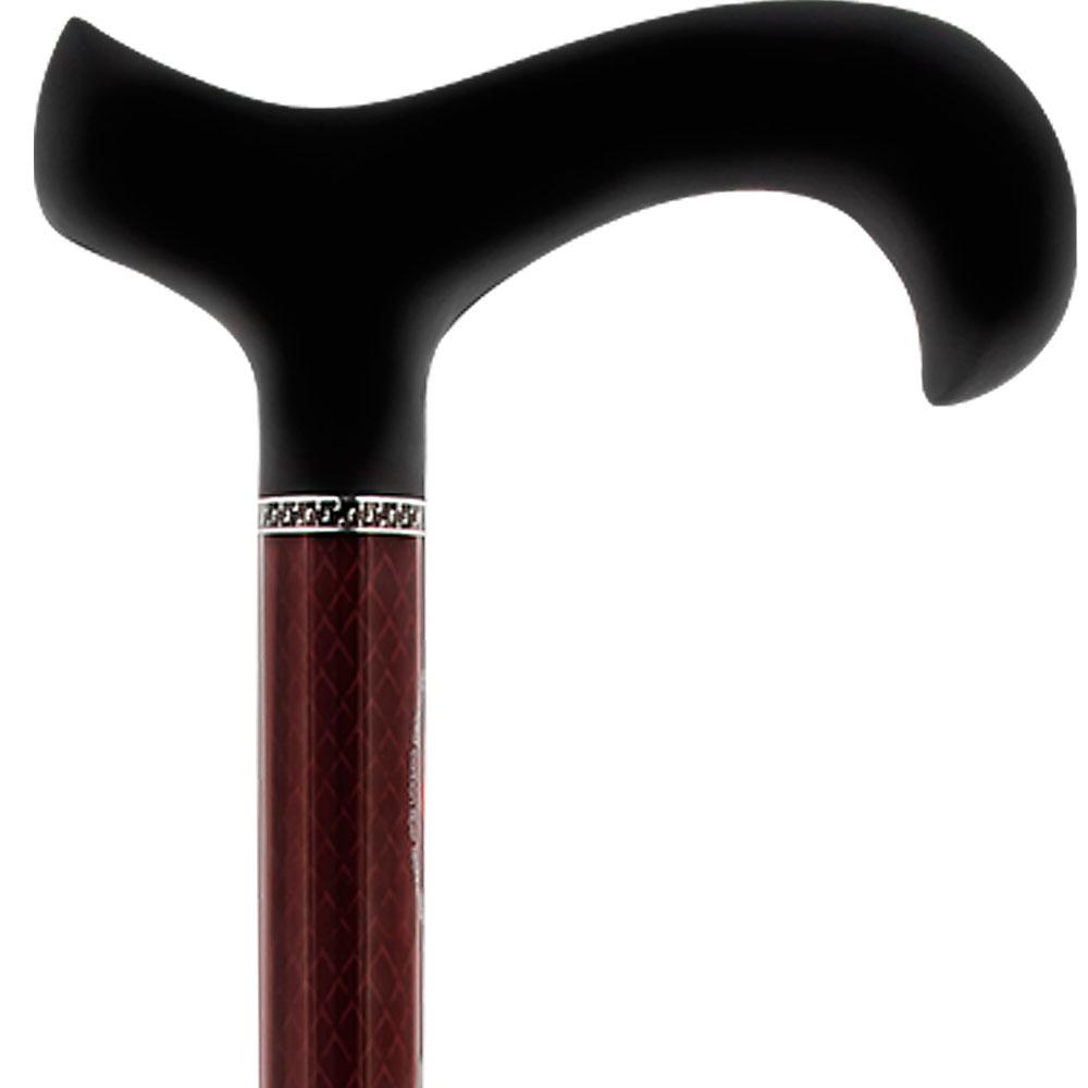 Scratch and Dent Mahagony Red Triple Wound Derby Walking Cane With Adjustable Folding Carbon Fiber Shaft and Collar V3435 Marketable Cheap Pice