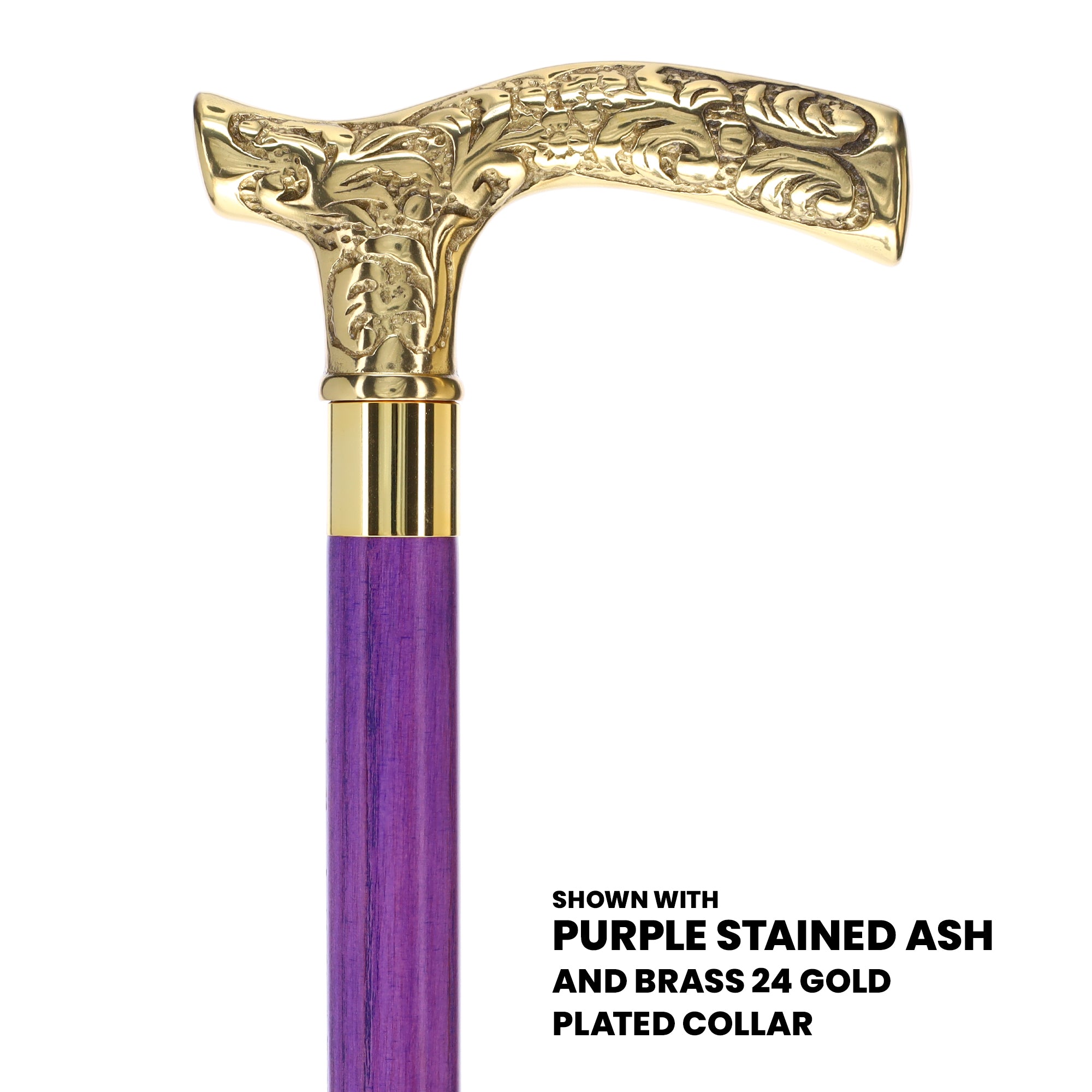 Premium Brass Fritz Handle Cane: Stained Custom Color Shaft Order