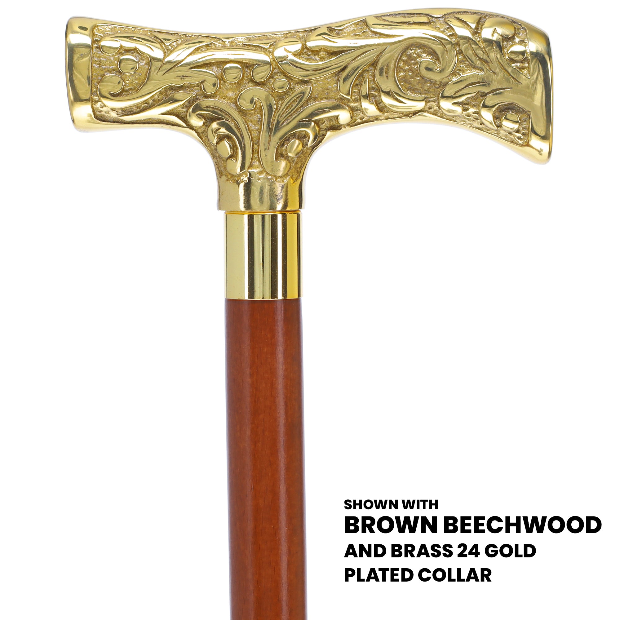 Premium Brass T-shaped Handle Walking Cane: Custom Shaft & Collar Sale Online Online